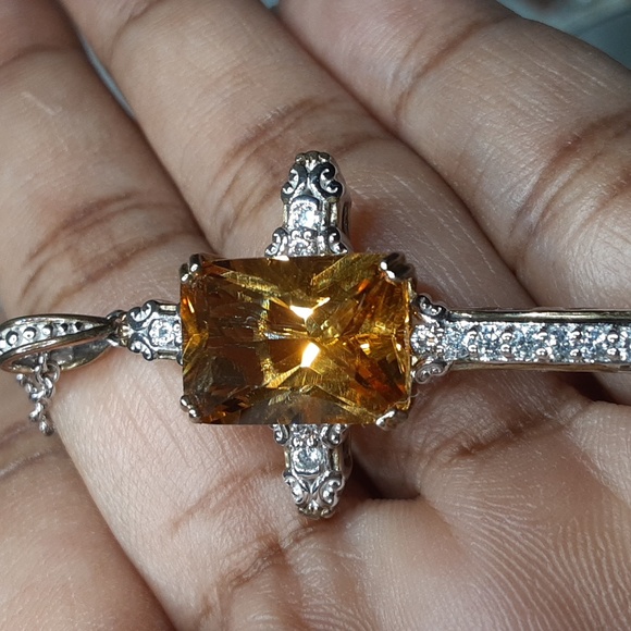 925 Genuine Fire Citrine and Untreated White Zircons.PRICE IS FIRM. - Picture 8 of 17